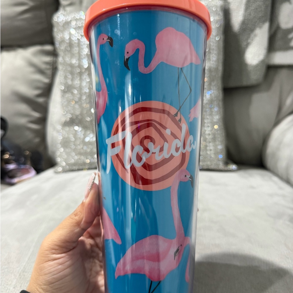 RARE 2014 Starbucks Florida Flamingo Venti 24oz acrylic tumbler